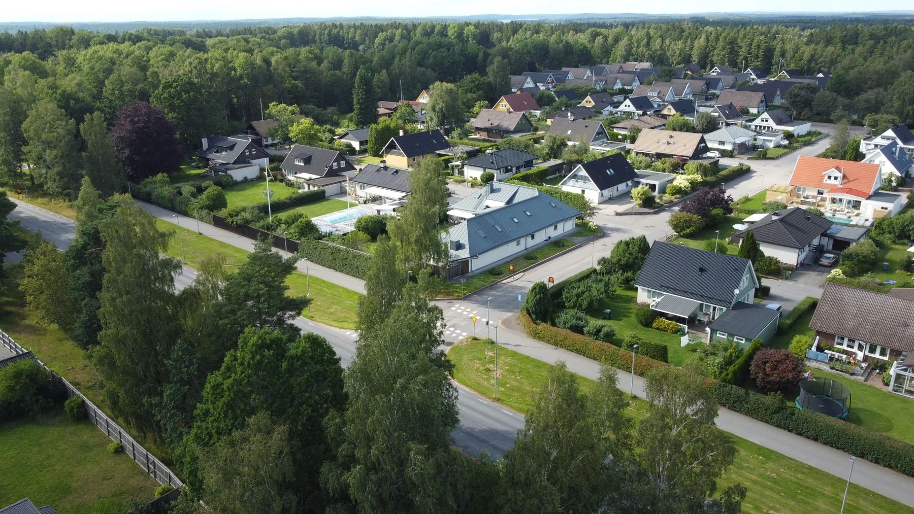 Aerial View of Suburban Neighborhood in Sweden